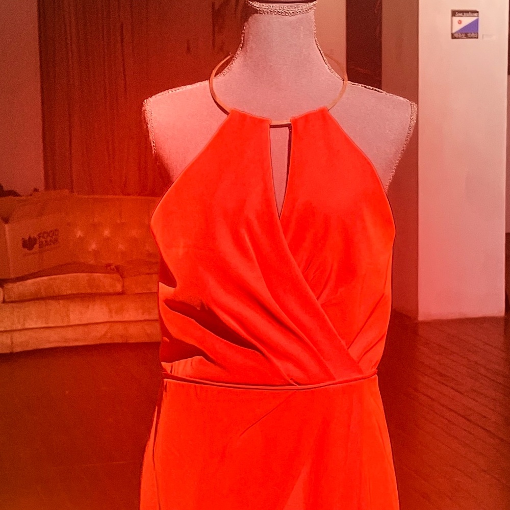 JS Collections Red Backless Halter Evening Gown - Picture 3 of 13